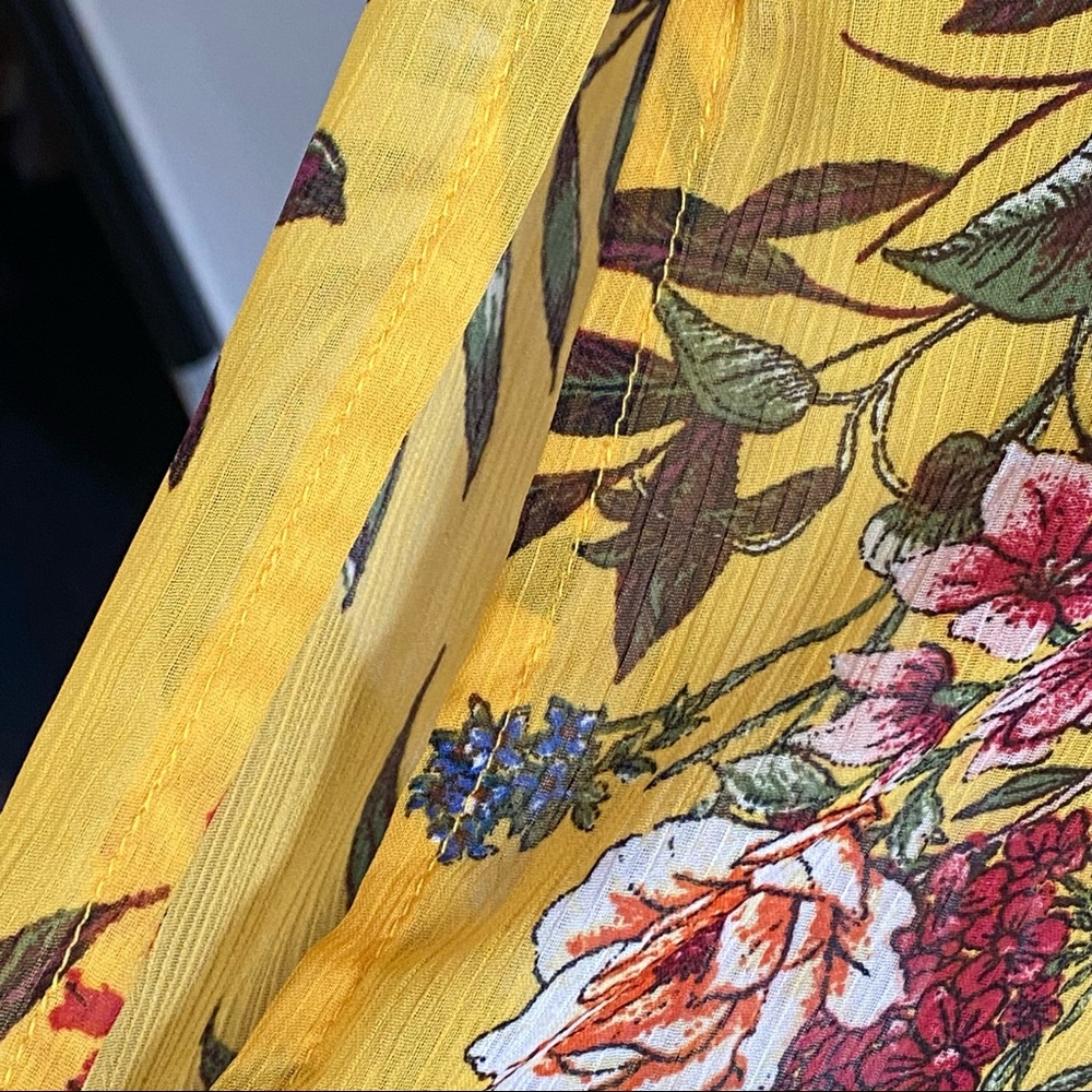 ALYX Yellow Floral Print Woven Blouse Sz XL - Picture 9 of 15